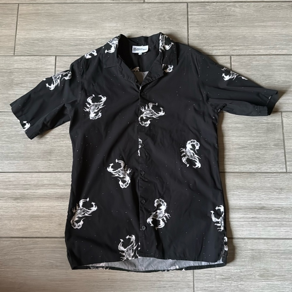 Blood Brother Cotton Black Scorpio Constellation Button Up Size Medium